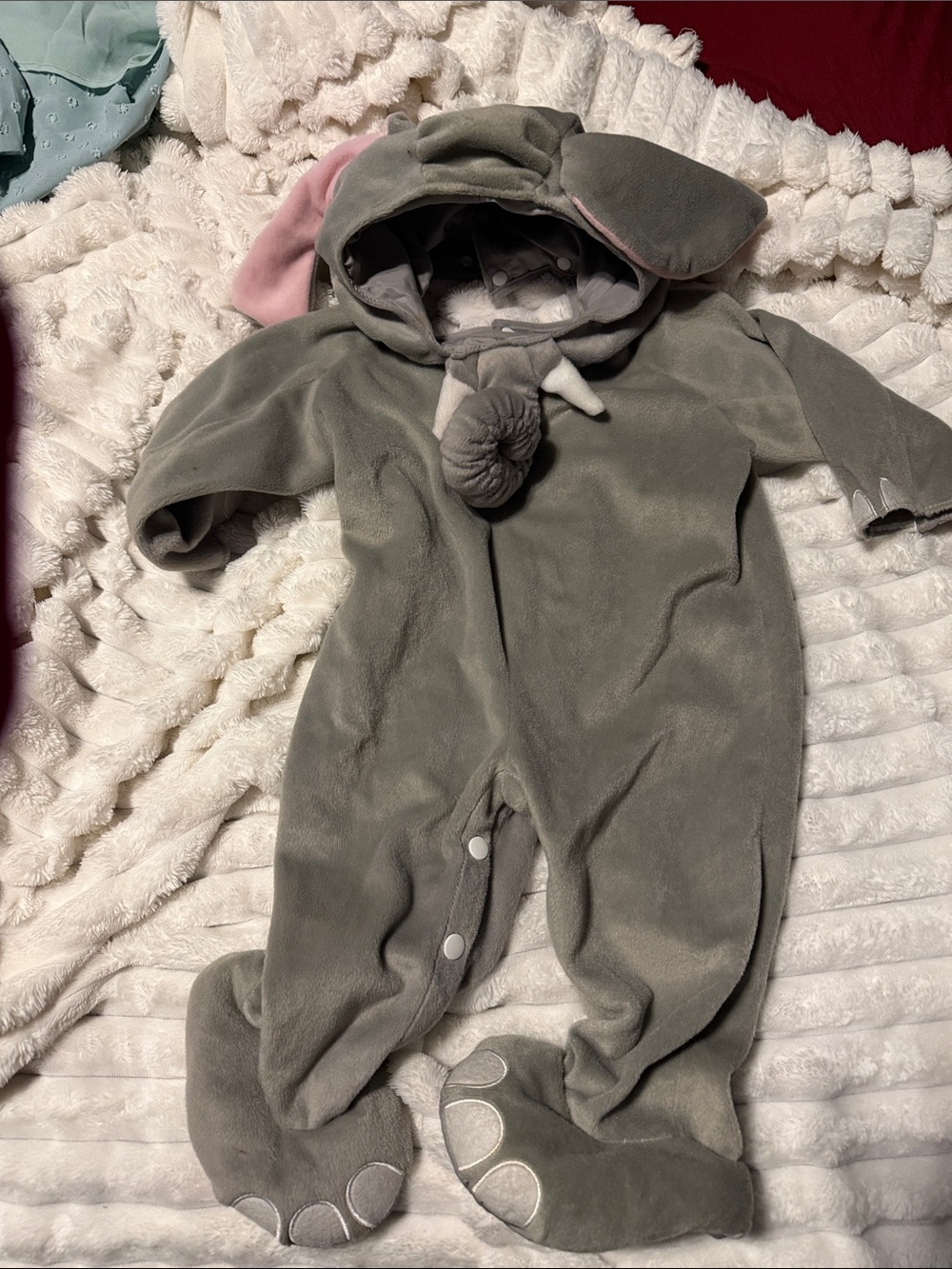 Baby Elephant Plush One-Piece Romper - Gray